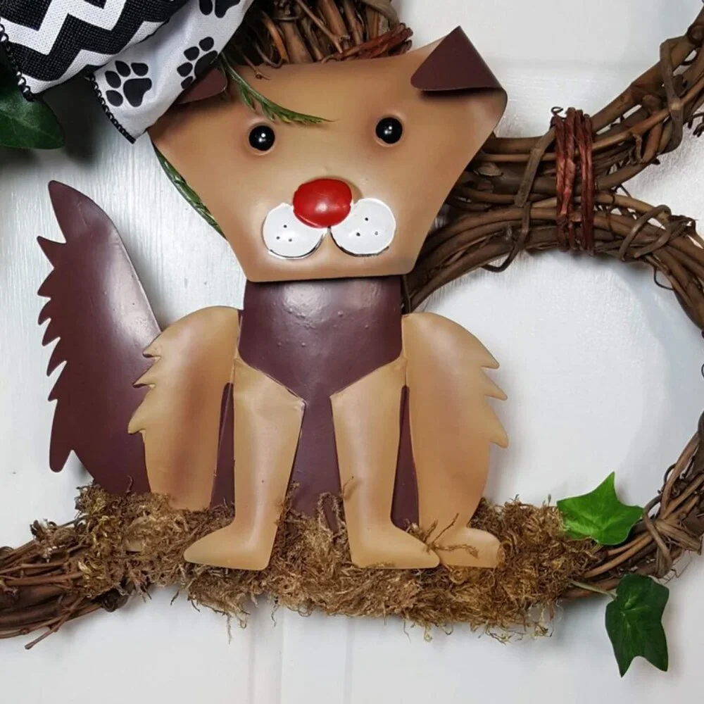 Dog Wreath, Dog‎ Paw Wreath, Grapevine Dog Wreath Dog Lovers Wreath Hand Crafted
